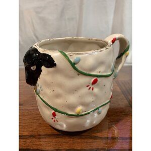Mud Pie Sheep with Lights Farmhouse Mug Festive Holiday NWT